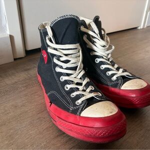 Converse Comme des Garçons Collection Black and Red High-Top Sneakers